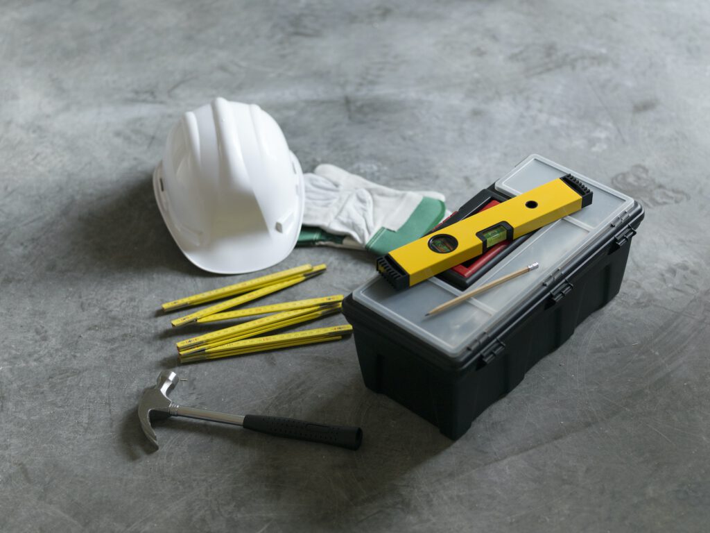 Home renovation and DIY tools still life
